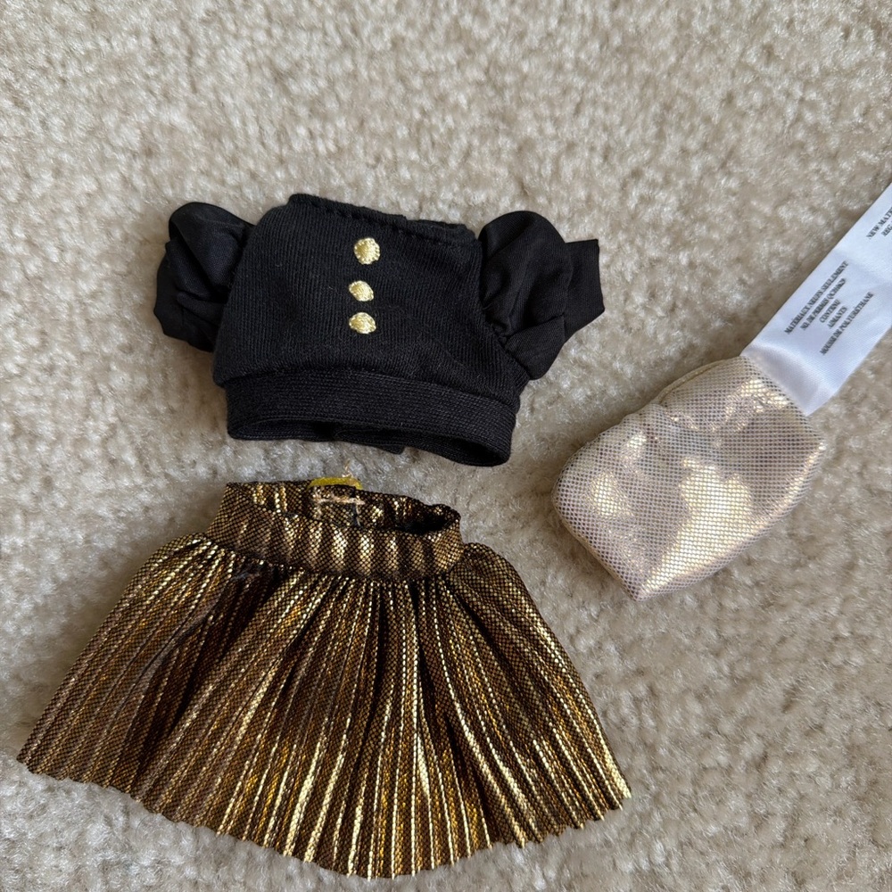 Disney nuiMOs Black Top & Gold Pleated Skirt Outfit Set Plush Doll Clothes